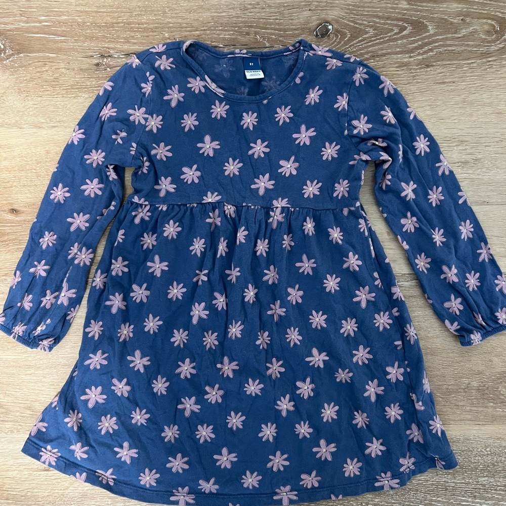 Old Navy Blue and Pink Floral Kids Dress